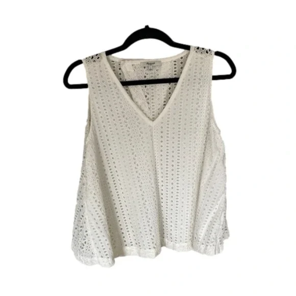 MADEWELL White Eyelet Open Back Swing Top - Picture 1 of 9